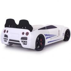 Дитяче ліжко машина GTR White 190х90 см з підсвіткою, музикою, шкіряний салон, пультом